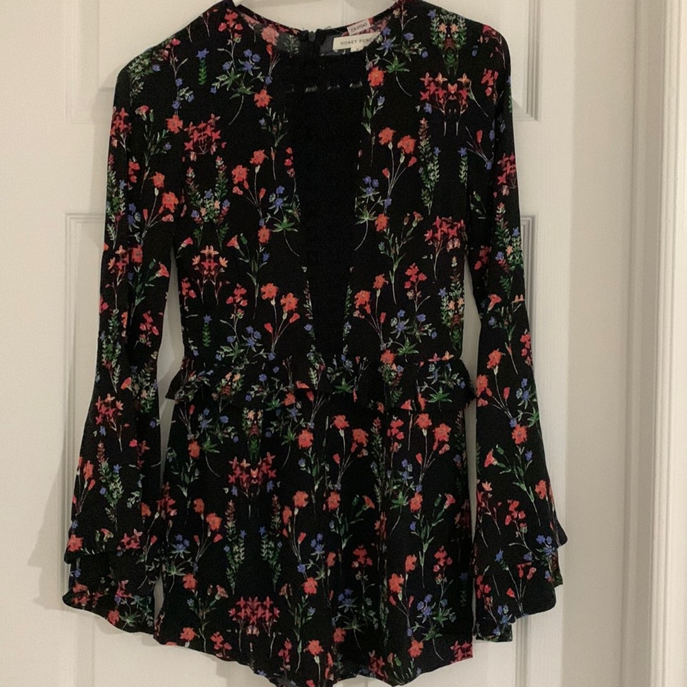 Floral bell sleeved romper (3 for $60).
